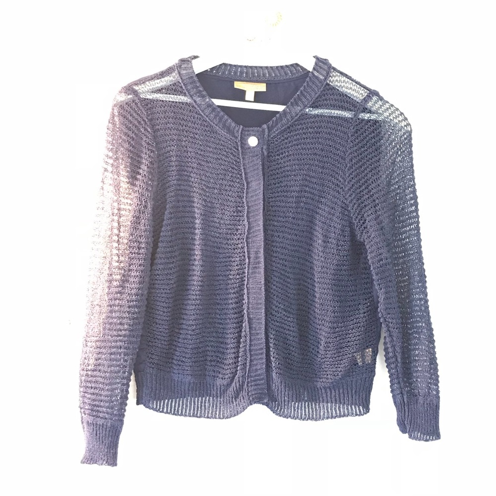 Vera Wang Princess Navy Mesh Cardigan